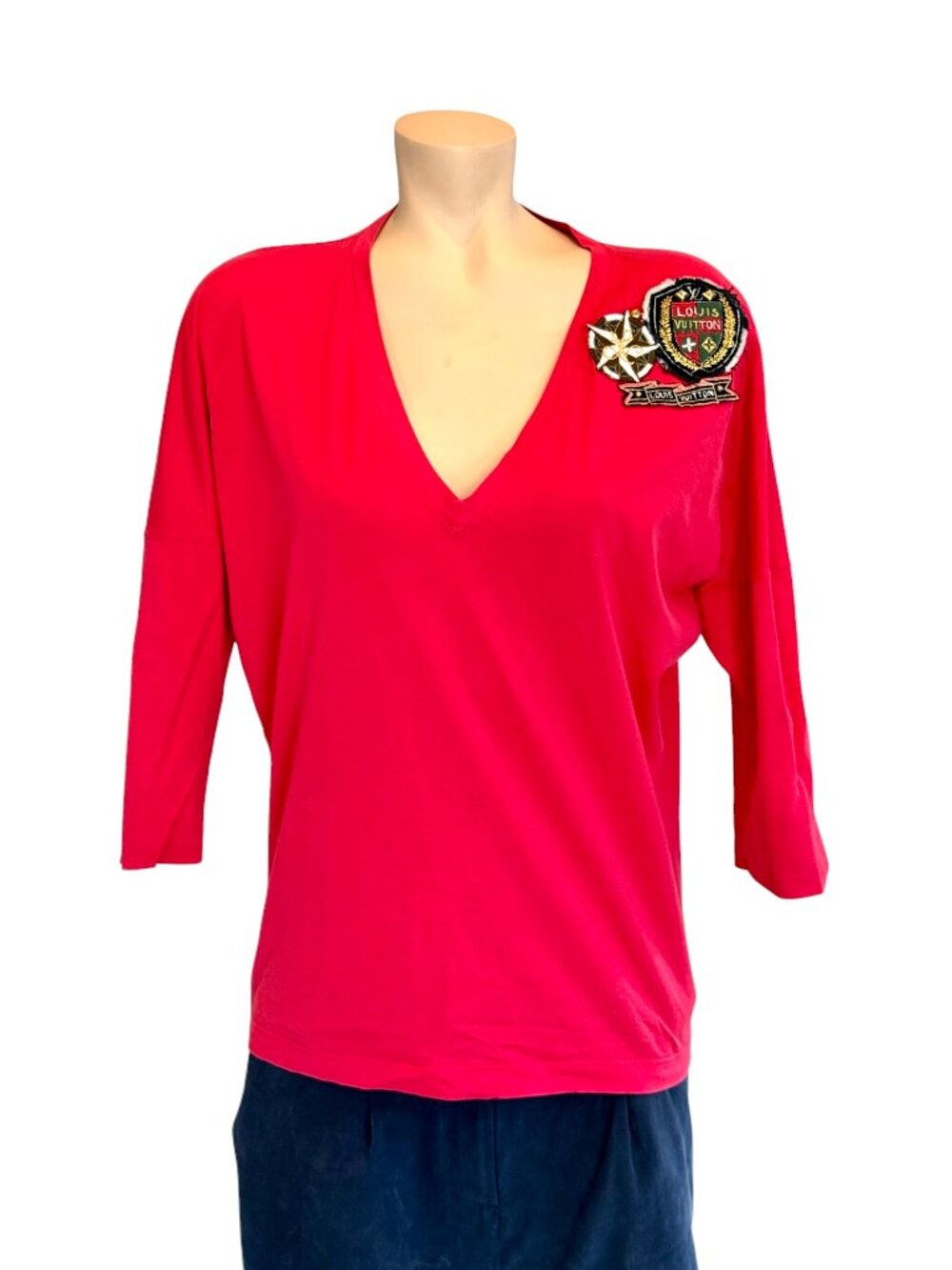 Louis Vuitton Red V Neck Tee